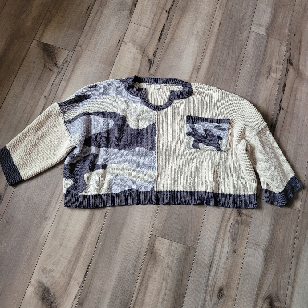 Pol Cropped Camo Sweater